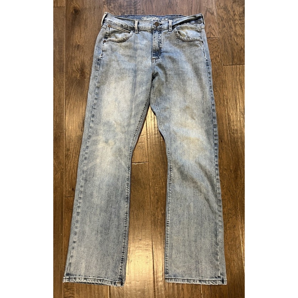 Wrangler Jeans Mens 33x33 Blue Retro Slim Boot Cut Western‎ Cowboy Faded Casual